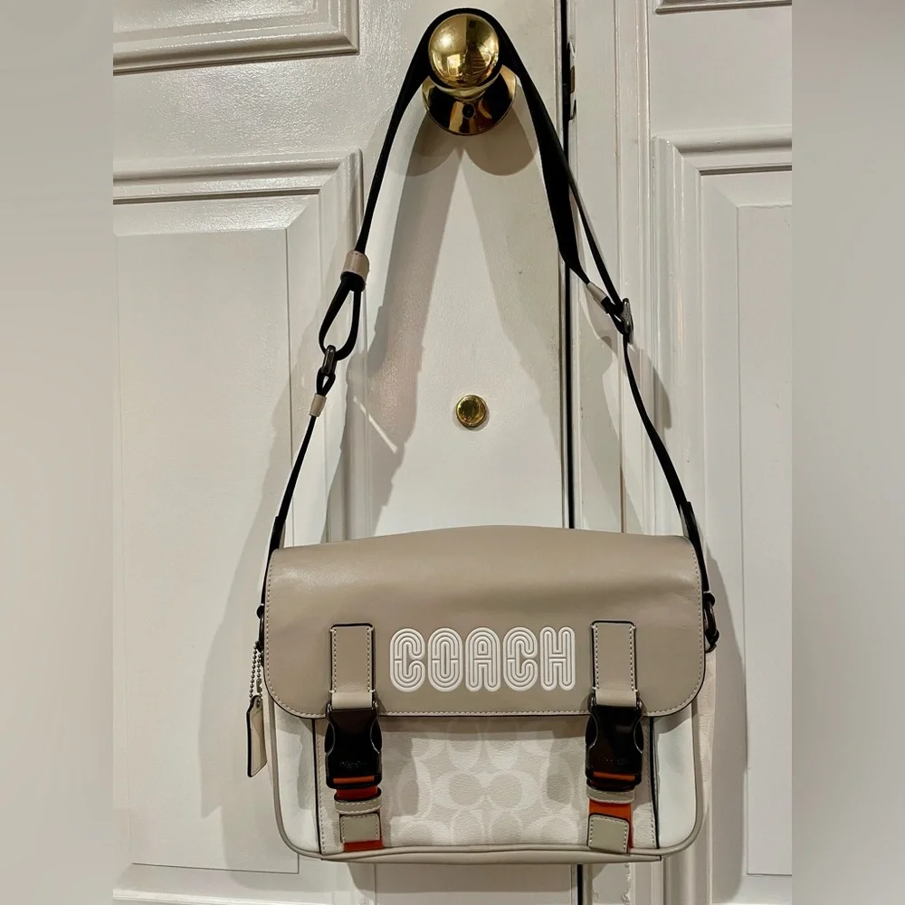Coach Beige and Orange Messenger Bag - Picture 4 of 10